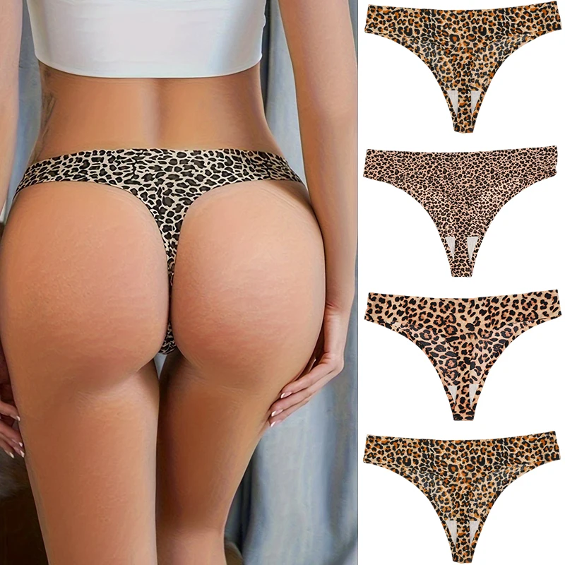 1/3PCS/Set Women's Panties Fashion Leopard Thongs Woman Seamless Underwear Sexy Lingerie Breathable Cozy G-Strings Hot T-Back