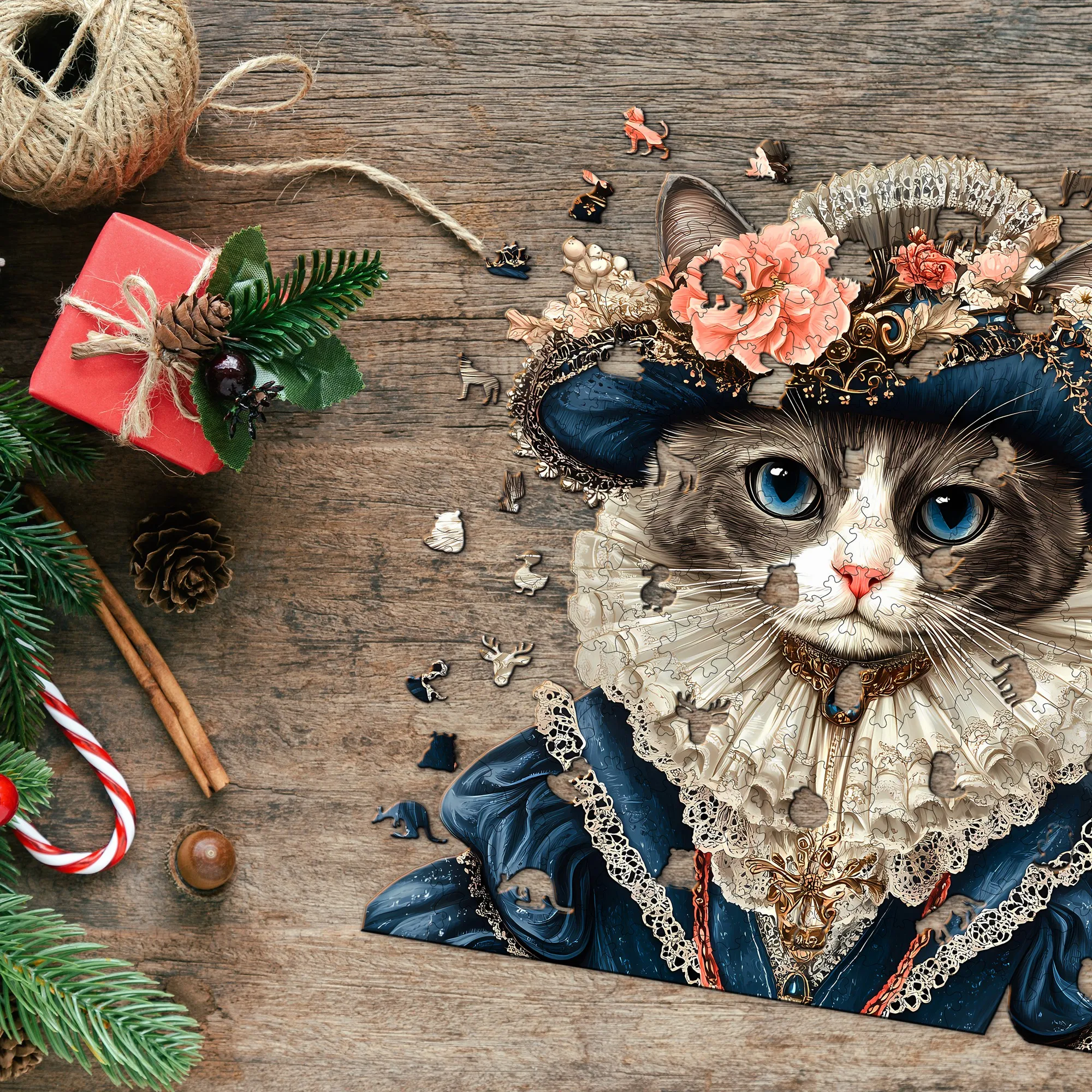 Cat Theme Wooden Jigsaw Puzzle Wooden Decor Painting Christmas and Halloween Gift Toy For Teen And Kid