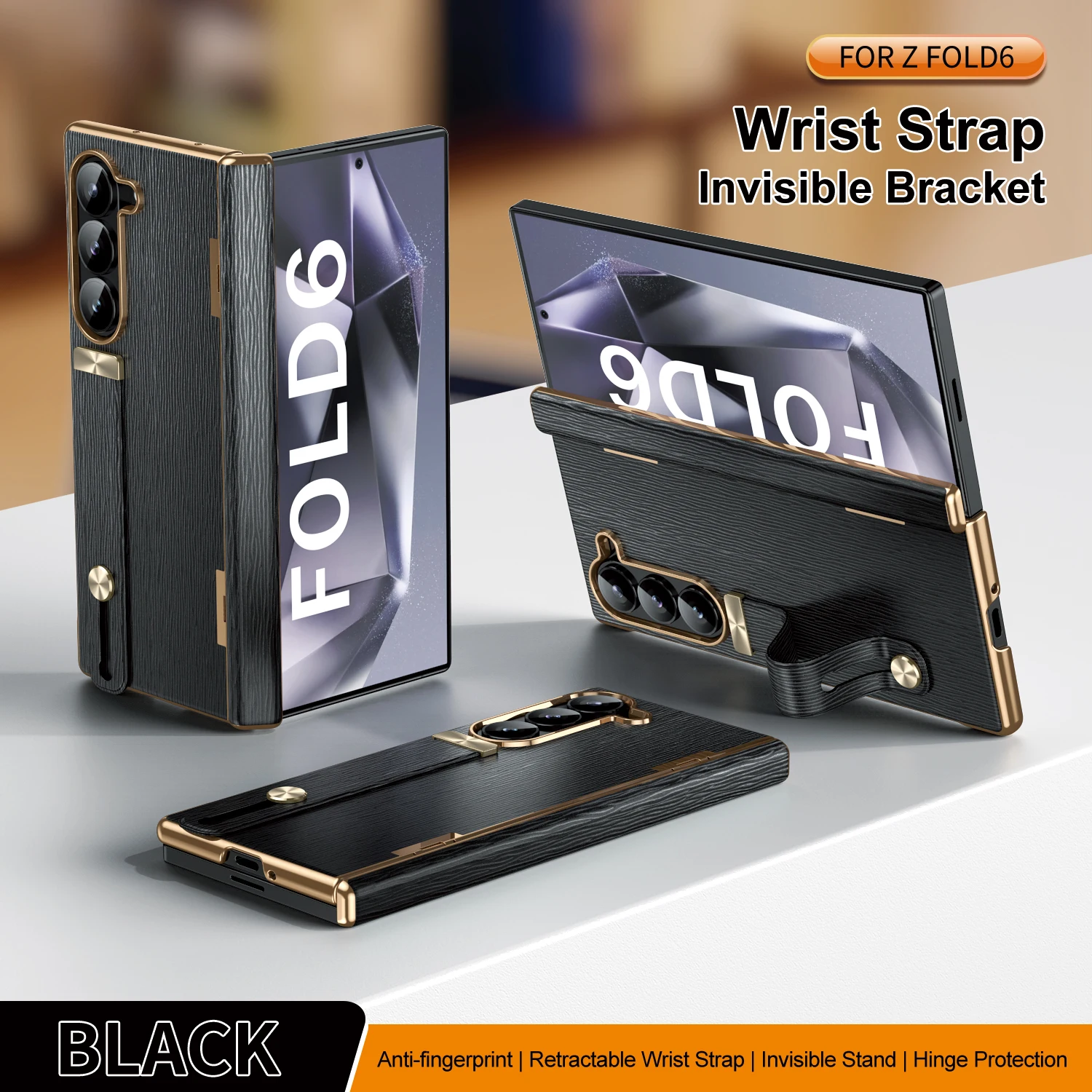 

Wrist Strap Ultra Thin Frameless PU Leather Wristband Phone Case for Samsung Galaxy Z Fold 6 5 4 Protective Cover