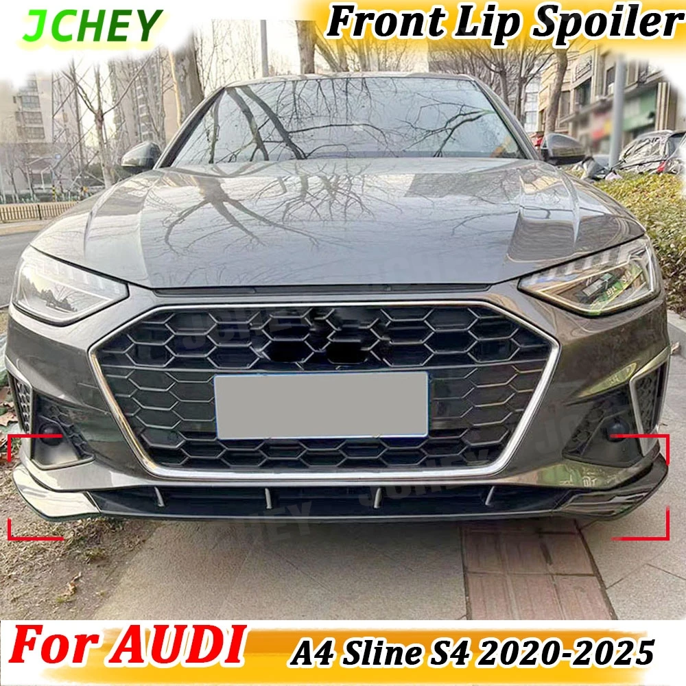 

Car Front Bumper Lip Chin Spoiler for Audi A4 Sline S4 2020-2025 non Standard Front Bumper Canard Lip Splitter ABS BodyKit 3PCS