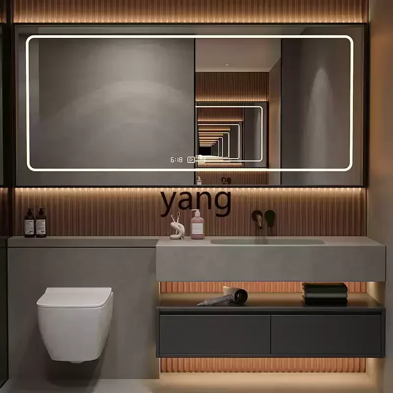 

LH washstand rock slab seamless basin bathroom cabinet combination simple bathroom face wash basin