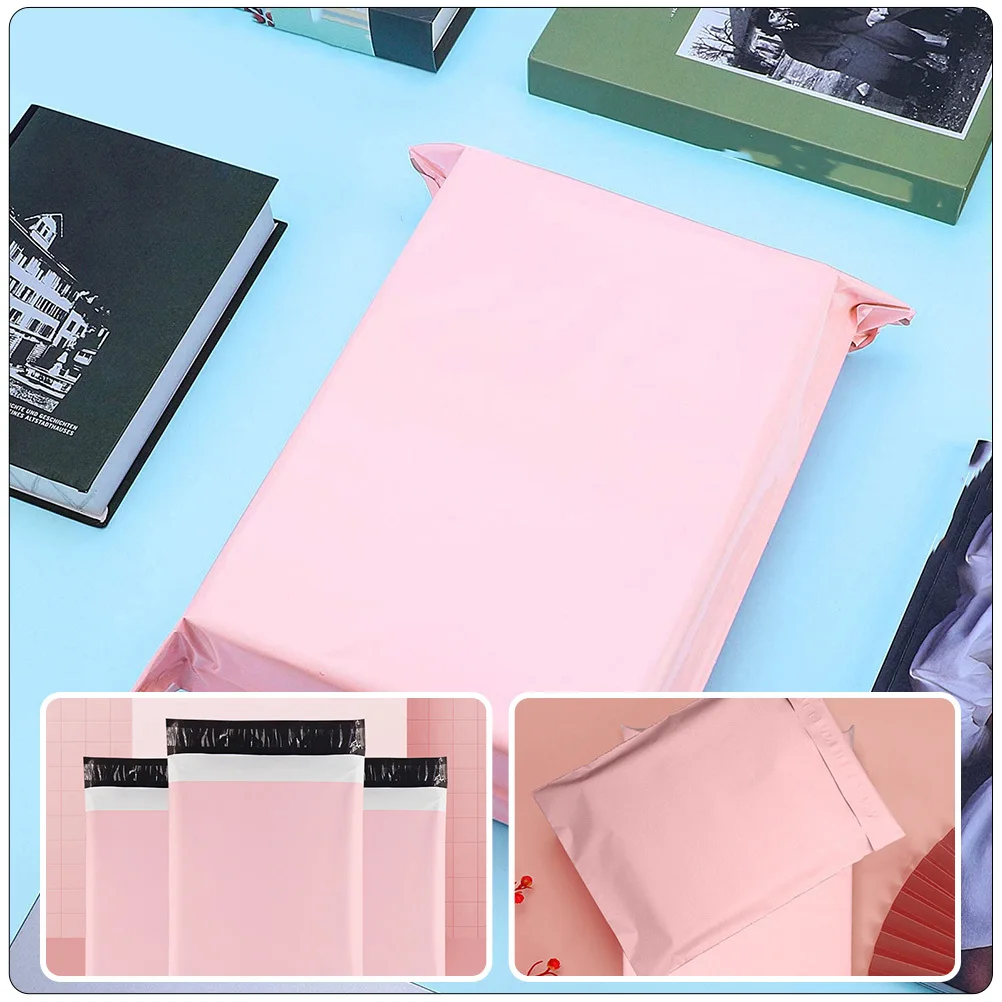 

50Pcs Thickened Bags Pink Plastic Mailing Bags Strong Glue Delivery Packaging Envelopes for Apparel Home Use