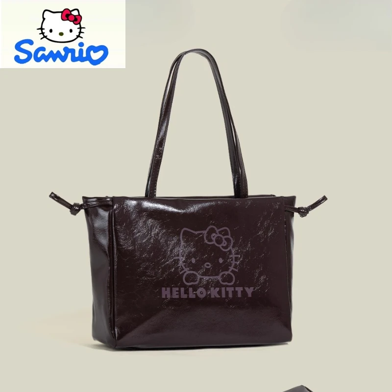 

Sanrio Retro Drawstring Hello Kitty Cartoon Tote Bag for Women, Fashionable, Soft, Large Capacity, Versatile Storage Handbag