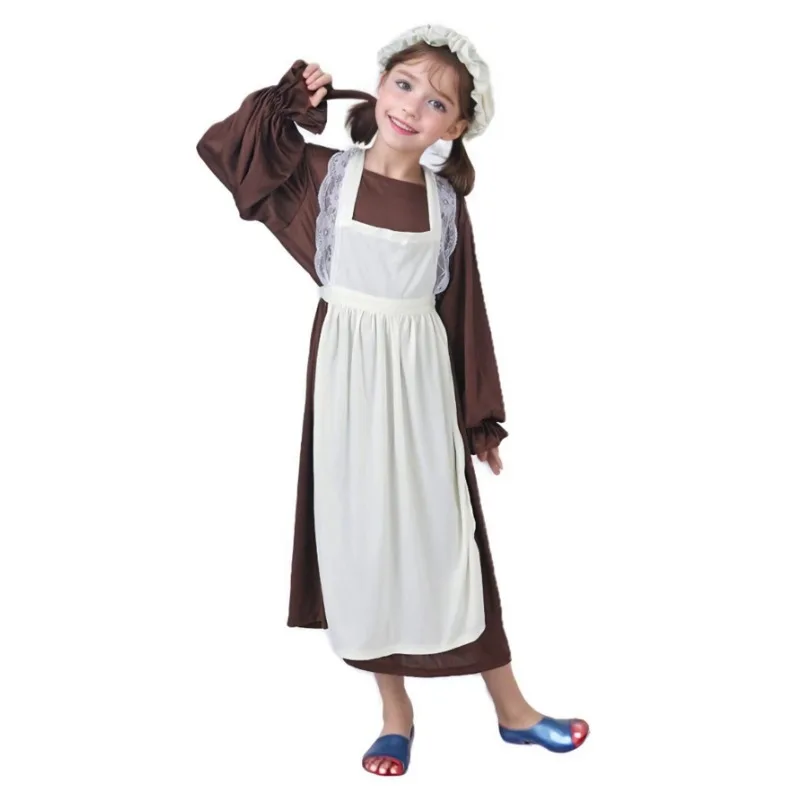 زي مارثا للحرب الثورية ، زي خادمة فيكتورية للأطفال ، عطلة الفتيات ، فساتين العرض