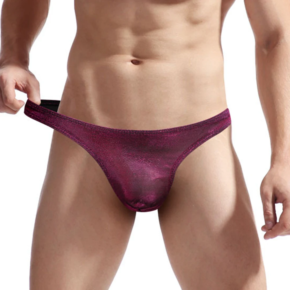 Mens Sexy Shine Metal Color Lingerie G-String T-Back Thong Male Briefs Gay Underwear Peni Convex Pouch Underpants Porn Lingerie