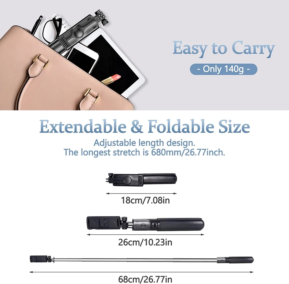 3In1 Bluetooth Wireless Selfie Tripod With Fill Light Shutter Remote Control Portable Foldable Monopod For I Smart_voghion.com