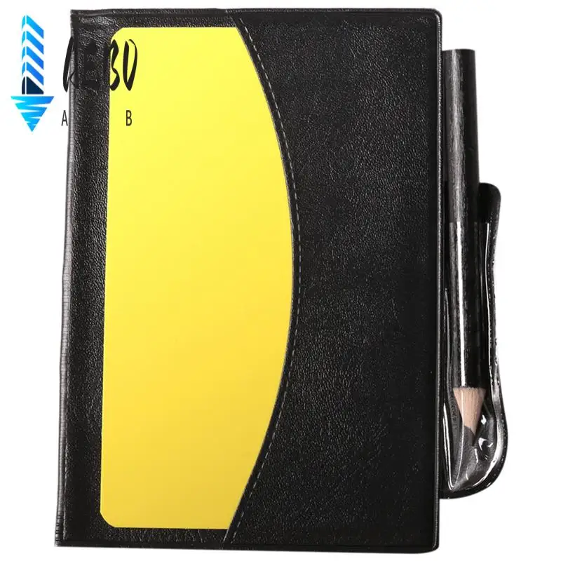 AEB0-Kit de árbitro de fútbol, billetera con banderas de fútbol a cuadros, cuaderno con tarjeta roja y amarilla y silbato