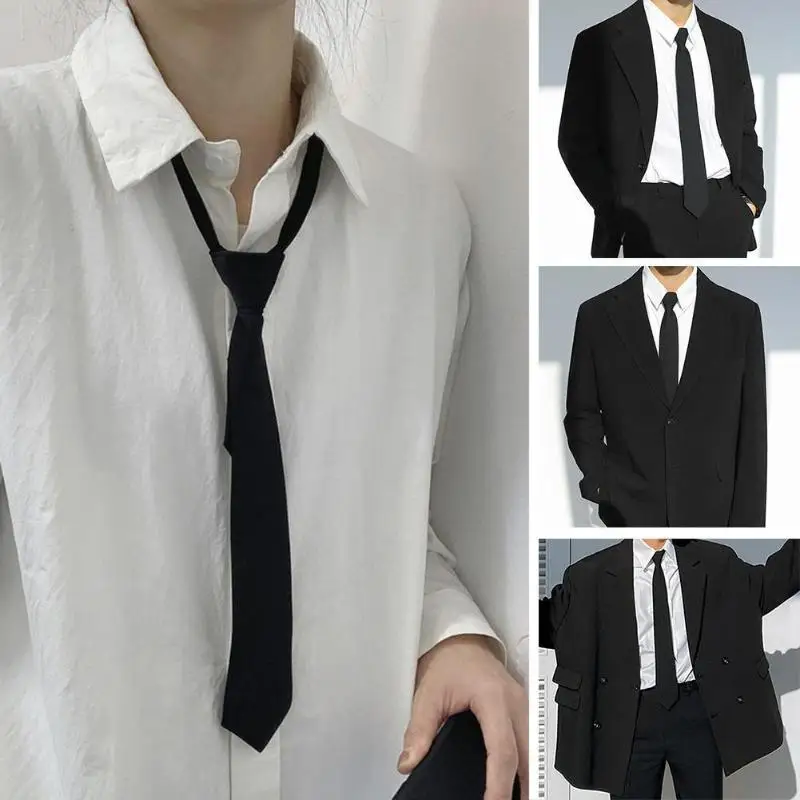 New Black Unisex Ties Retro Narrow Neck Tie Slim Women Men Tie Korean Style Simple Trendy Tie