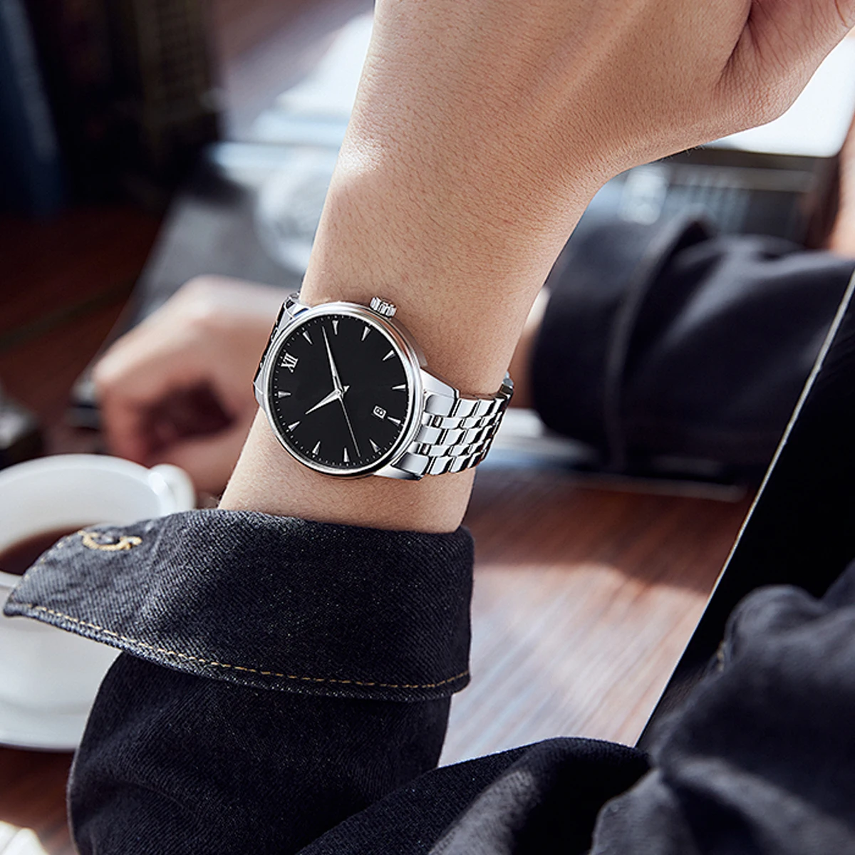 Wysokiej jakości wskazówki NH35, srebrno-czarne wskazówki do zegarków, pasujące do mechanizmów NH35/NH36/4R/7S