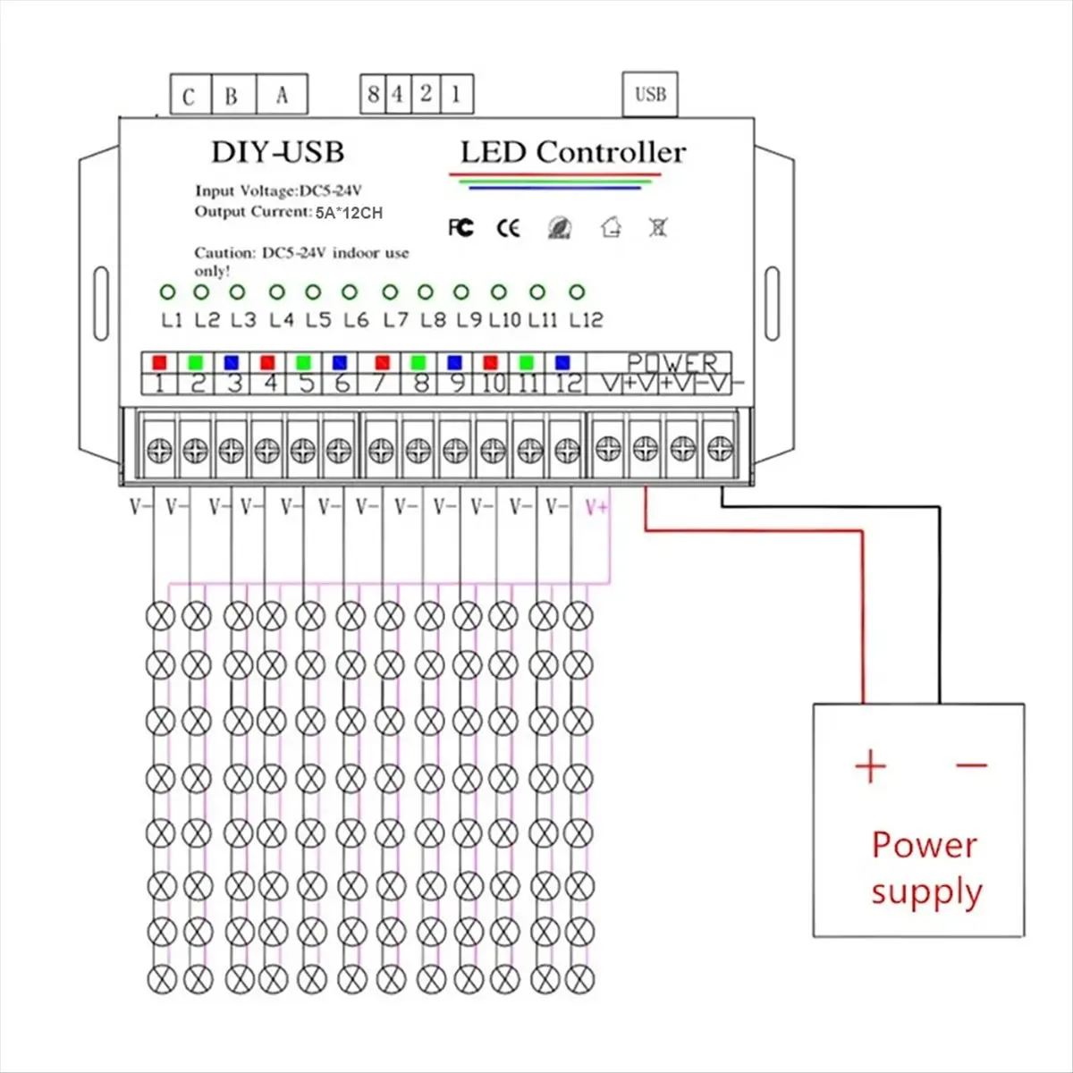 【DT56】DIY Autonomous Programming Controller 12Way Programmable USB DIY LED RGB Controller for 3528 5050 Strip Module