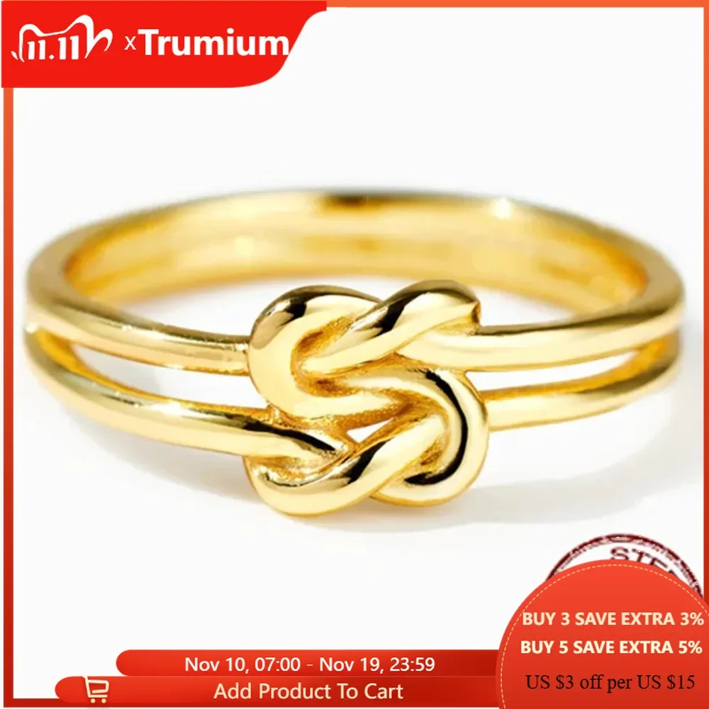

Аутентичные кольца из стерлингового серебра 925 пробы Trumium для женщин, геометрические двойные витые узоры, минималистичные кольца на палец, ювелирные украшения для девочек