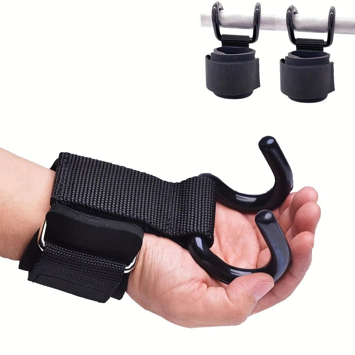 2pcsHeavy Duty Adjustable Weight Lifting Wrist Straps with Hooks, Wrist Stabilizer for Gym, Pull Ups, Strength Training Workouts