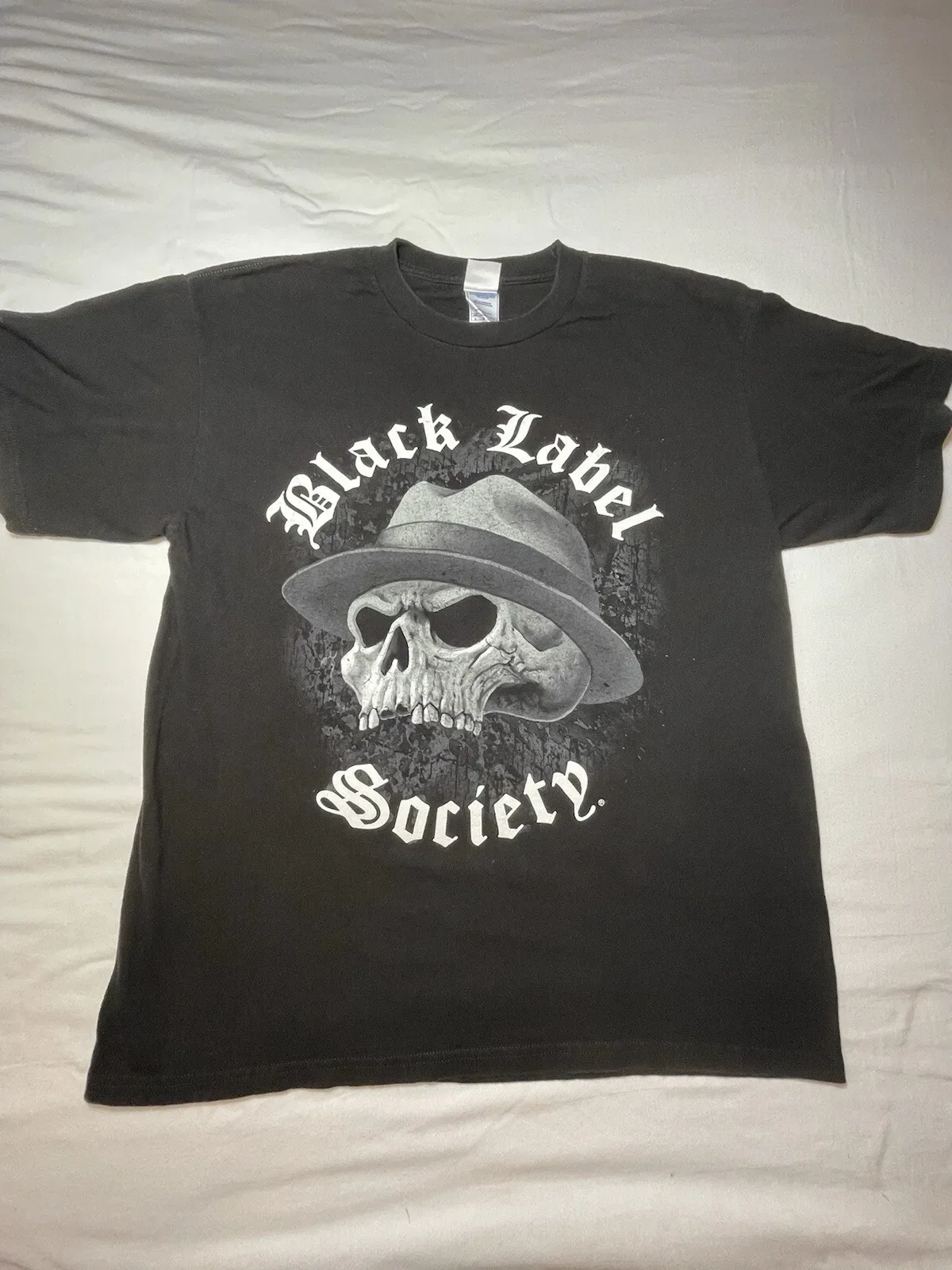 Black Label Society T Shirt Mens Large Y2K SDMF Skull Fedora Zakk Wylde Metal