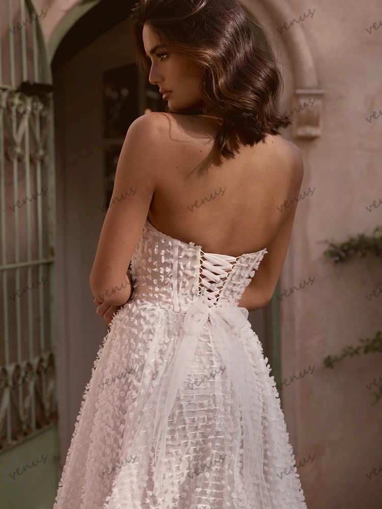 Splendidi abiti da sposa Una linea di pizzo Abiti da sposa a strati Abiti affascinanti Maniche staccabili Abiti da sposa Personalizzati 2025