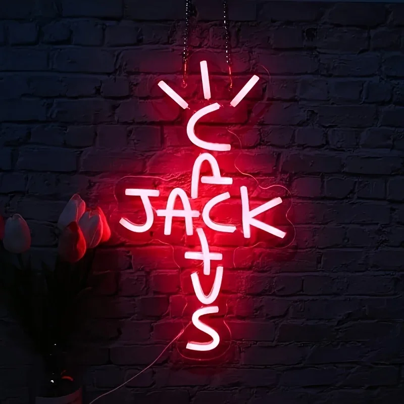 Cactus Jack Neon Light Sign Wall For Rap Talking West Coast Light Up Hanging Sign For Bedroom Home Bar Pub Party Decor