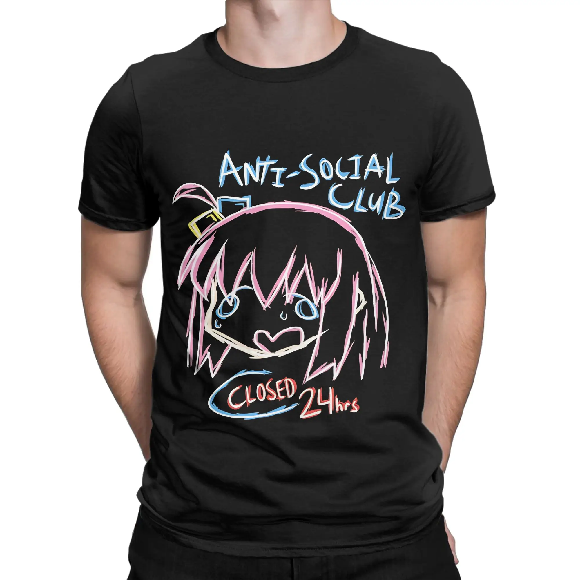 Anime Girl Rock Band Classic Bocchi the Rock Funny 100% Cotton T-Shirt Tops Tees For Men