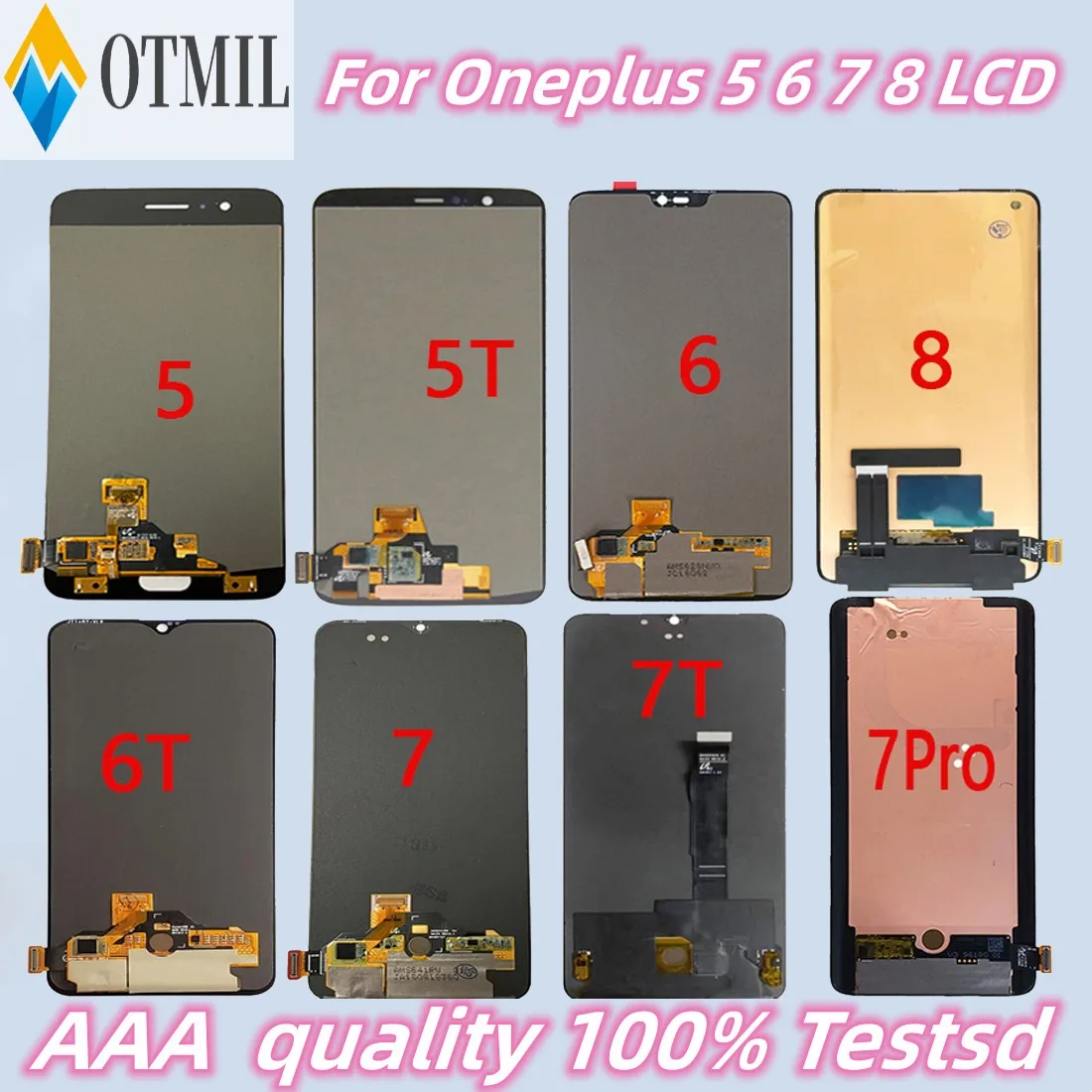 AAAA++++ AMOLED For Oneplus 5 LCD 5T 6T 7 7T 7pro 7T pro 8Pro 9R 9Pro LCD Display Touch Screen Replacement For Oneplus 6 Display