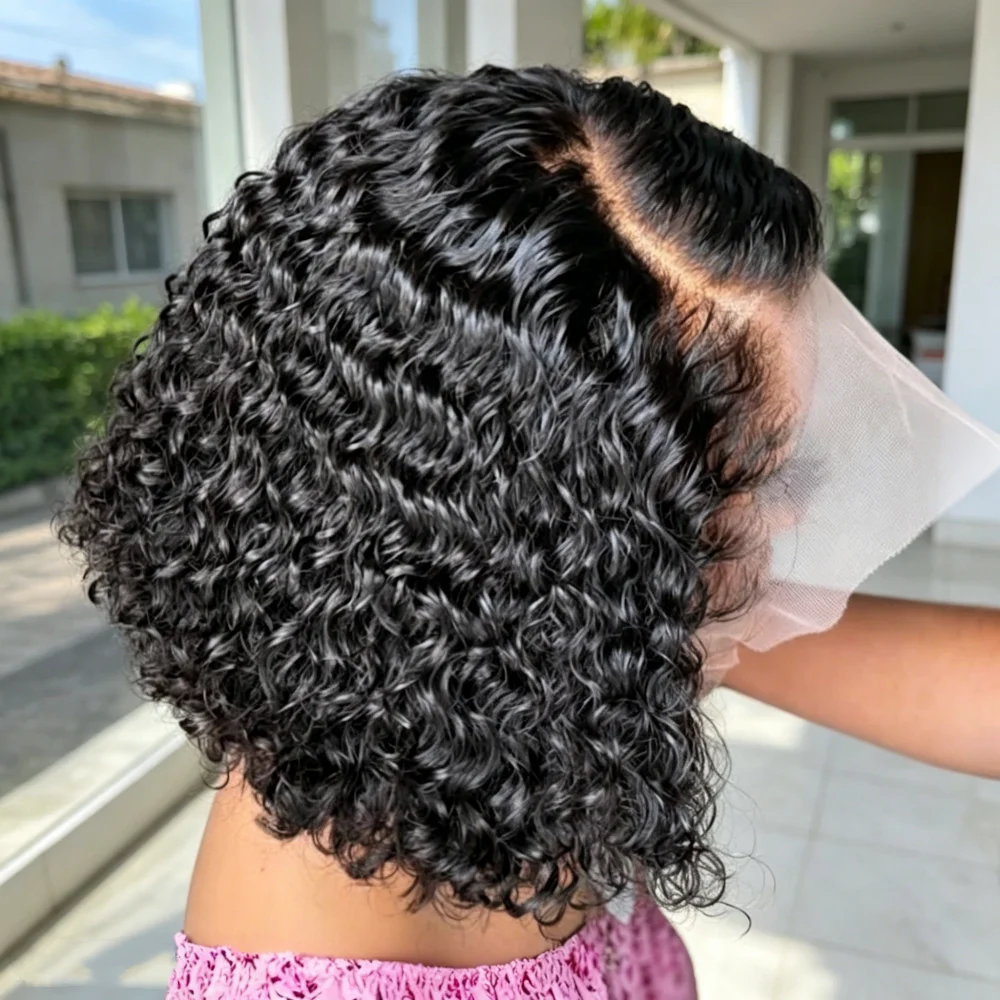 Perruques Bob Courtes Bouclées 13x4 pour Femmes, Perruque Cheveux Humains Pré-coupée Sans Colle 5x5 Prête à Porter, Perruques Cheveux Humains 13x6 Sans Colle Remy pour Femmes