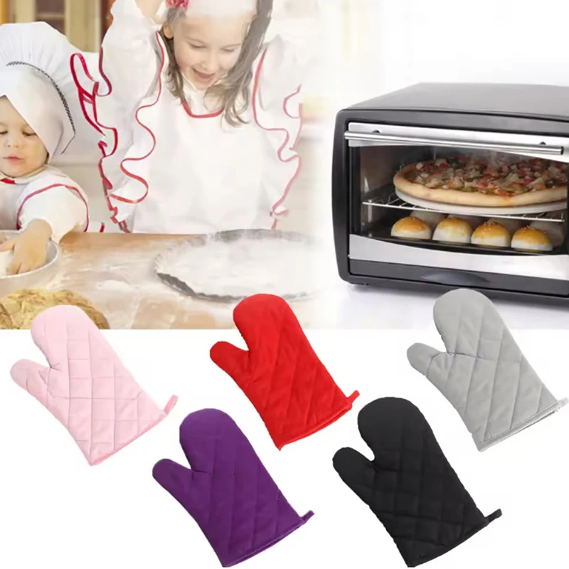 【Promotion】Heat Resistant Oven Mitts | Cotton Linen Non-slip BBQ Baking Gloves Kitchen Cooking Supplies Tools