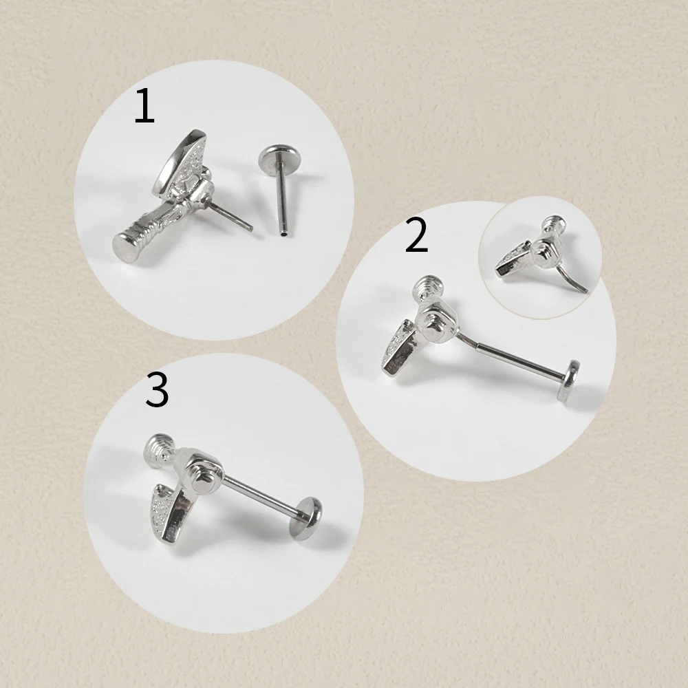 1Pair Push-in Threadless Helix Tragus Wrench  Labret Studs Hip Hop Men Rock Punk Dragon Kit Design Earrings Halloween Jewelry