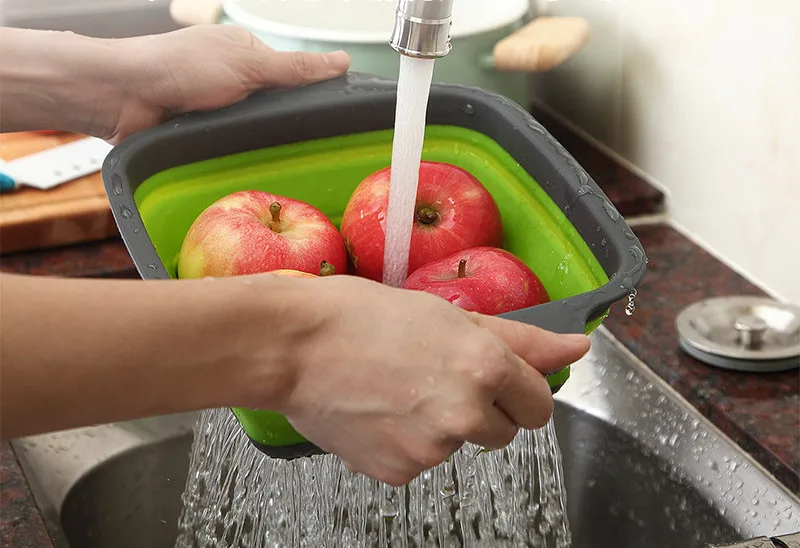 Mir de lavage pliable en silicone pour fruits et légumes, passoire, égouttoir pliant, outil de rangement de cuisine