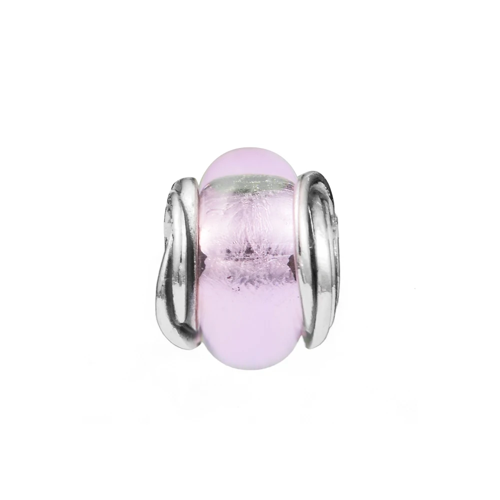 

Encircled Pink Murano Glass Charm Keychain Women's Jewelry 925 Sterling Silver Charms Woman Kids Fashion Make Up Accessories