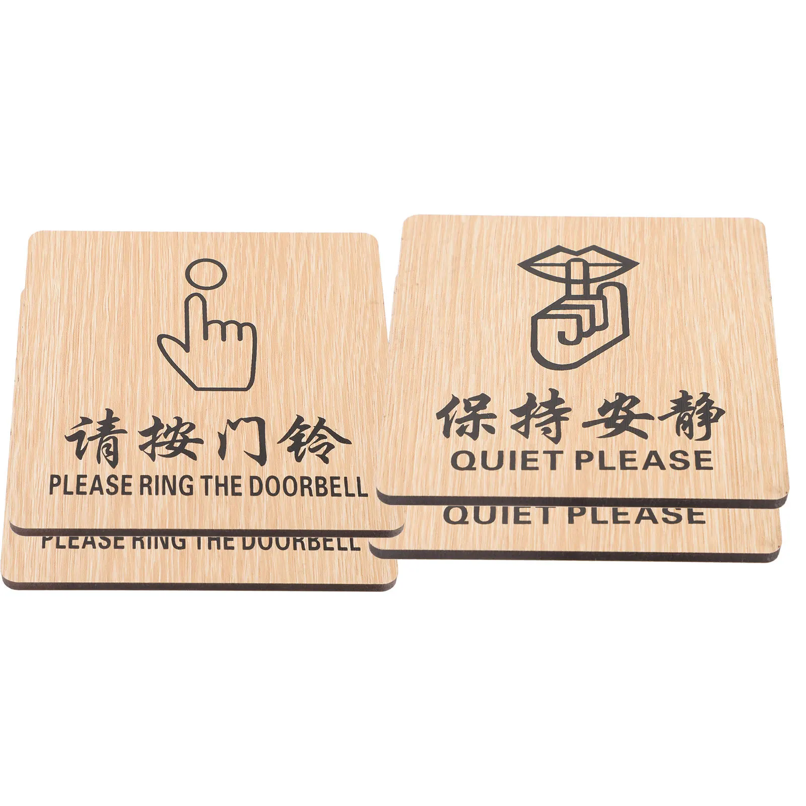 4 قطعة علامات خشبية لوحات باب غرفة مميزة راحة مكتب الفندق استخدام هادئ يرجى علامة الباب باب النار إبقاء إغلاق ديكور