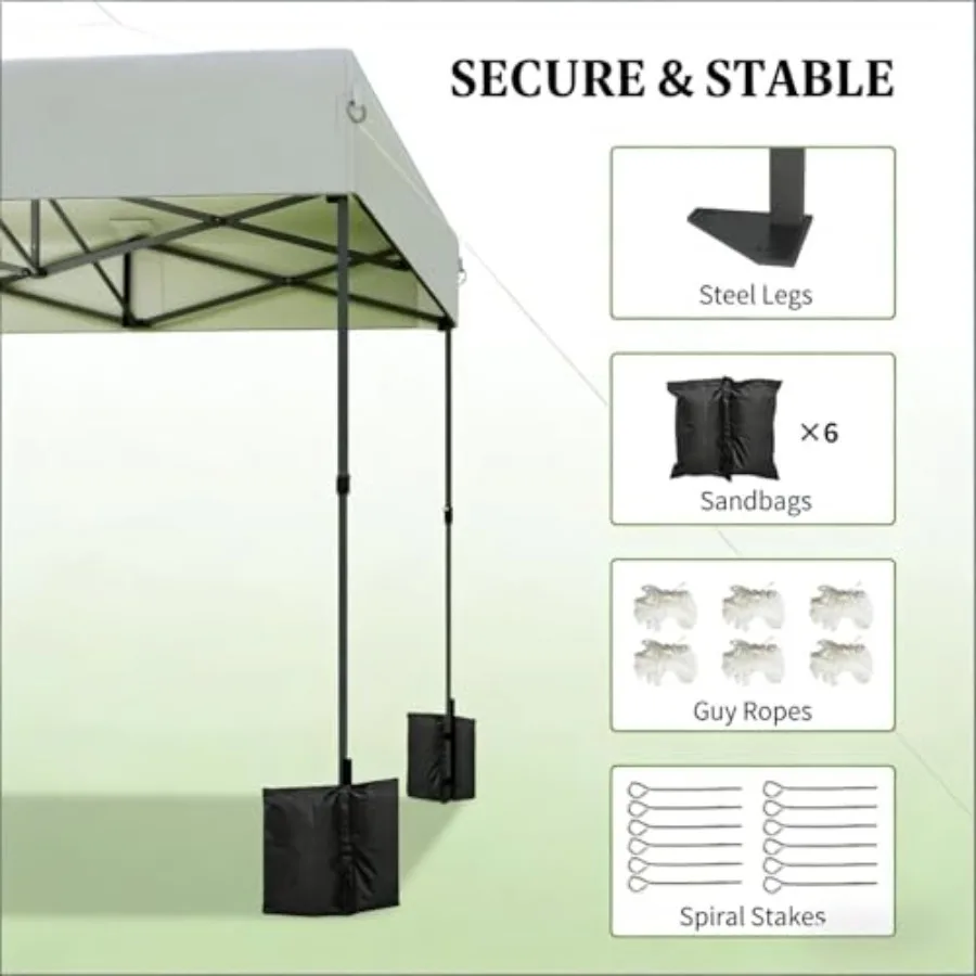 Outdoor pop-up canopy tent for instant shelter, durable polyester fabric, neutral gray color, quick-setup and wind-resistant de