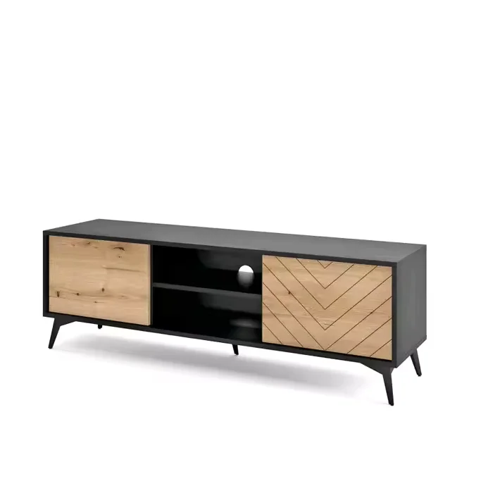 

！@Combohome Modern TV Stand for TVs Wooden TV Cabinet Wood Entertainment Center with Drawers