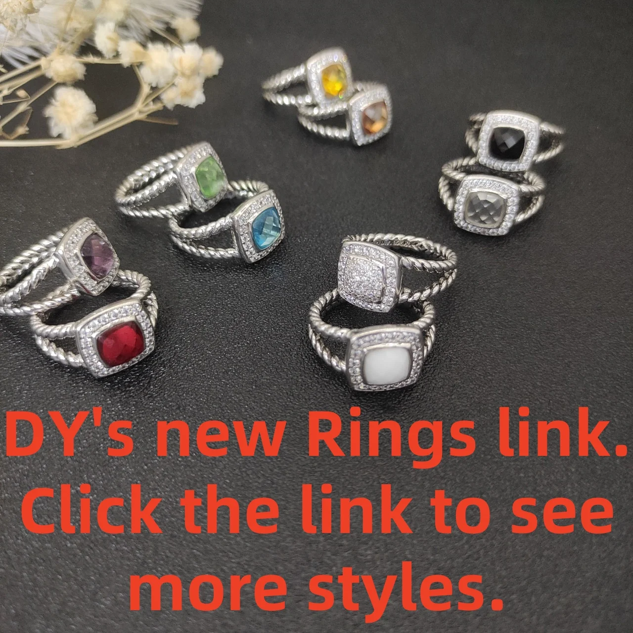 

2025 New Christmas DY High Quality Colored Crystal Ring Contemporary Design Smooth Finish