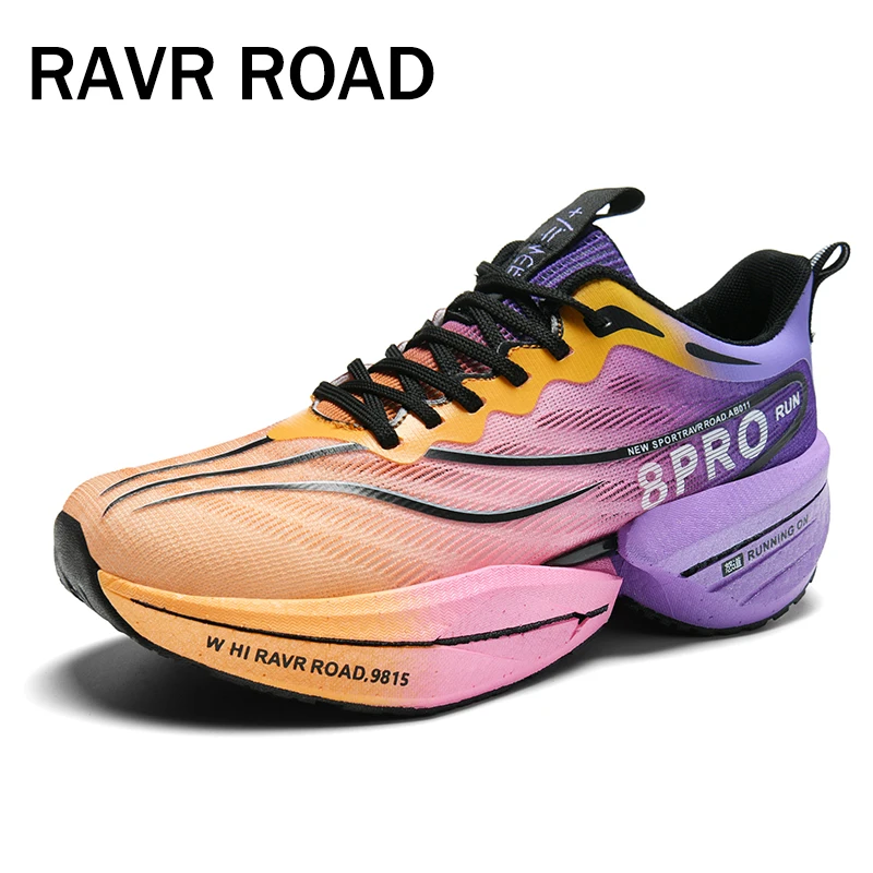 RAVR ROAD Men's Sports Shoes Carbon Plate Racing Running Shoes Comfortable Wear-Resistant Tennis Shoes Non-Slip Training Shoes