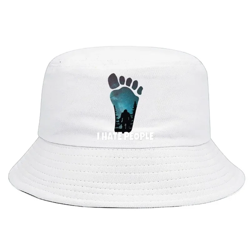 I Hate People Bigfoot Bucket Hat Summer Foldable Bucket Hat Man Women Stylish Daily Unisex Outdoor Sunscreen Fishing Hunting Cap