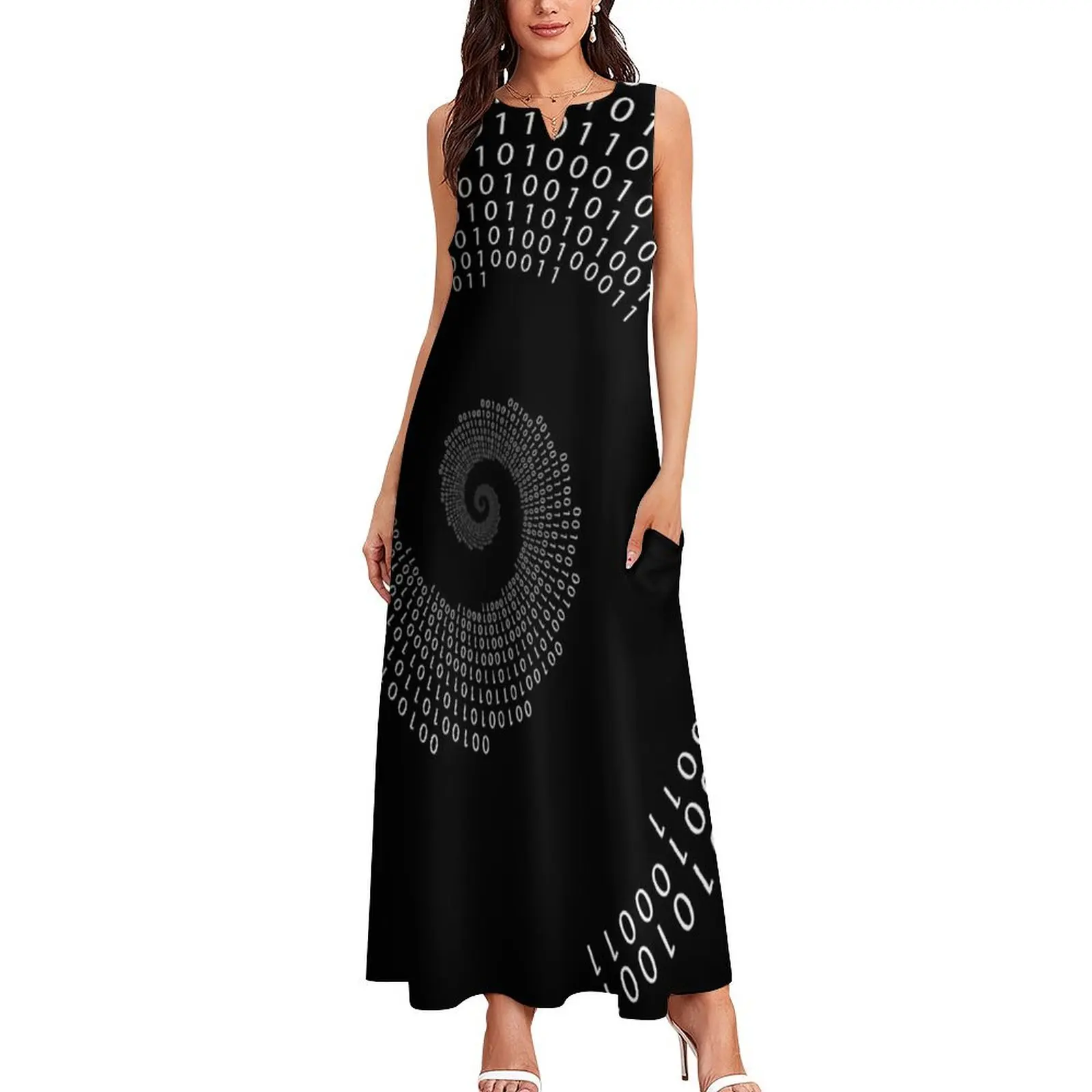 Binary fibonacci sequence spiral. Long Dress summer dress for women 2024 loose women