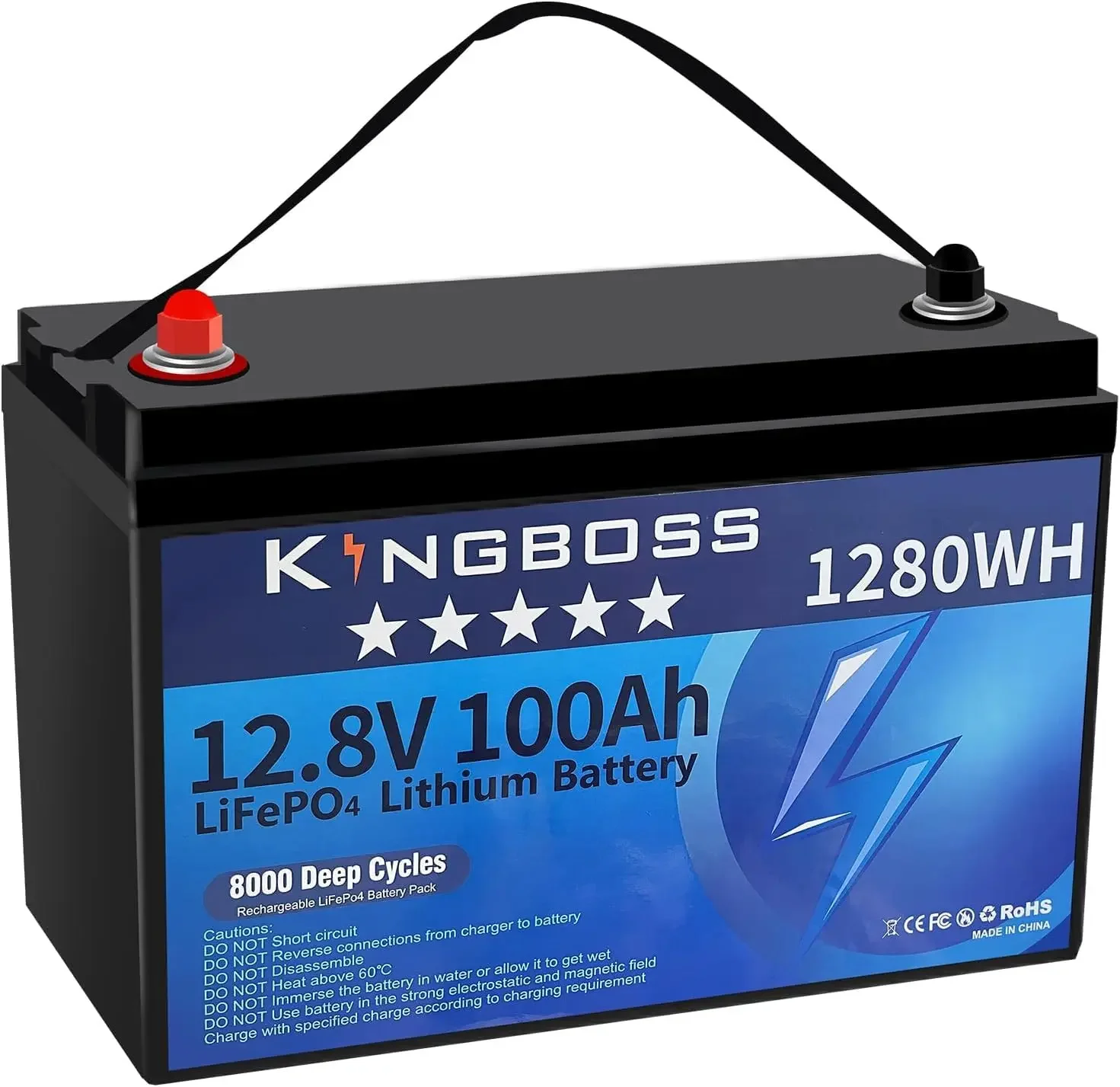 

12V 100Ah LiFePO4 Battery, Group 31 Lithium Battery Built-in 100A BMS 8000 Deep Cycles Rechargeable 1280Wh Lithium, Customized