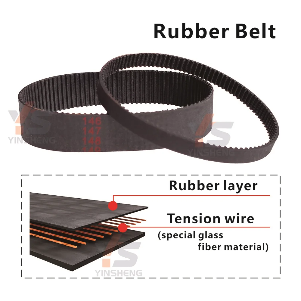 168-266 مم، حزام توقيت مطاطي S2M، موديل من 168/170/172/174/176/180/182/184/186/188/190/192-S2M إلى 266-S2M، حزام مسننن S2M