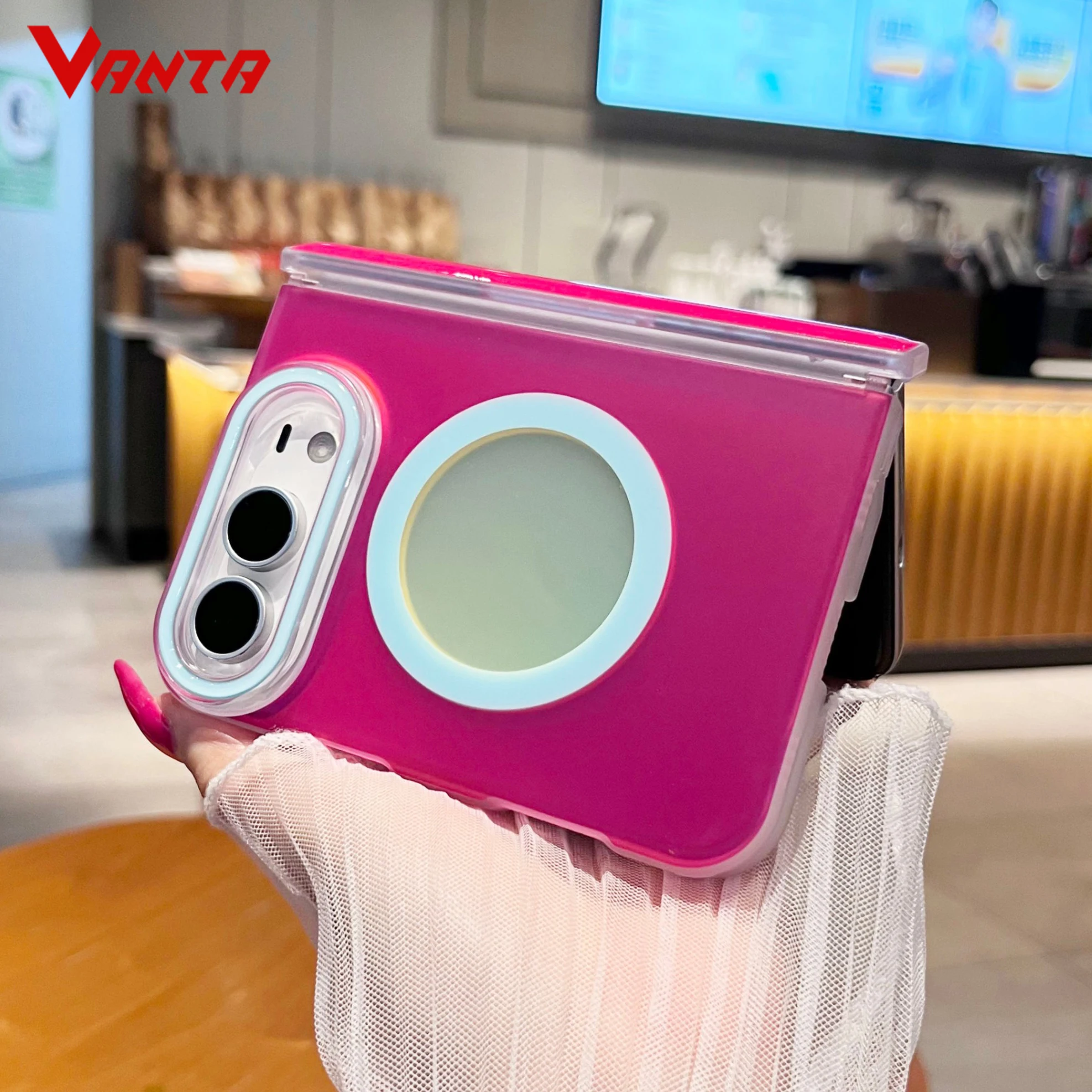 Luxury Dopamine Laser Magnetic Case for iPhone Duo Hinge Protection for Magsafe Gradient Color IMD Cover for iPhone DUO 2026 New