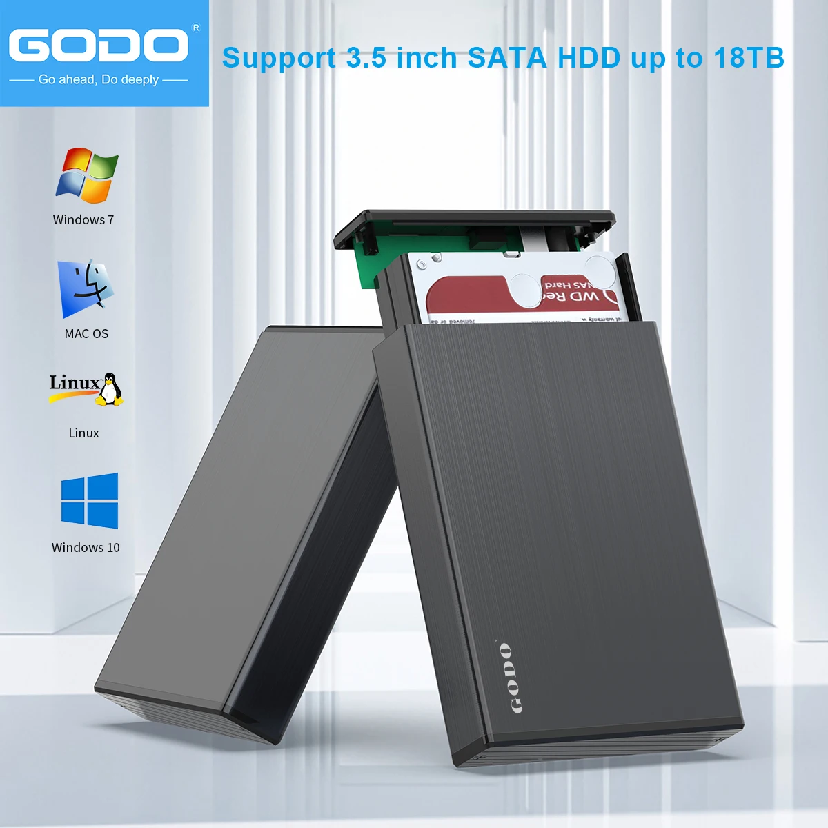 Imagem -04 - Godo-gabinete de Disco Rígido Externo Usb 3.0 para Hdds Sata Hdd Modo pm Max 40tb 3.5 3.5