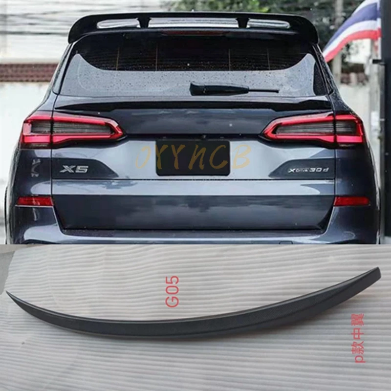 Rear Trunk Spoiler For BMW X5 G05 2019 -2023 Carbon fiber/Glossy Black rear door mid-wing lip