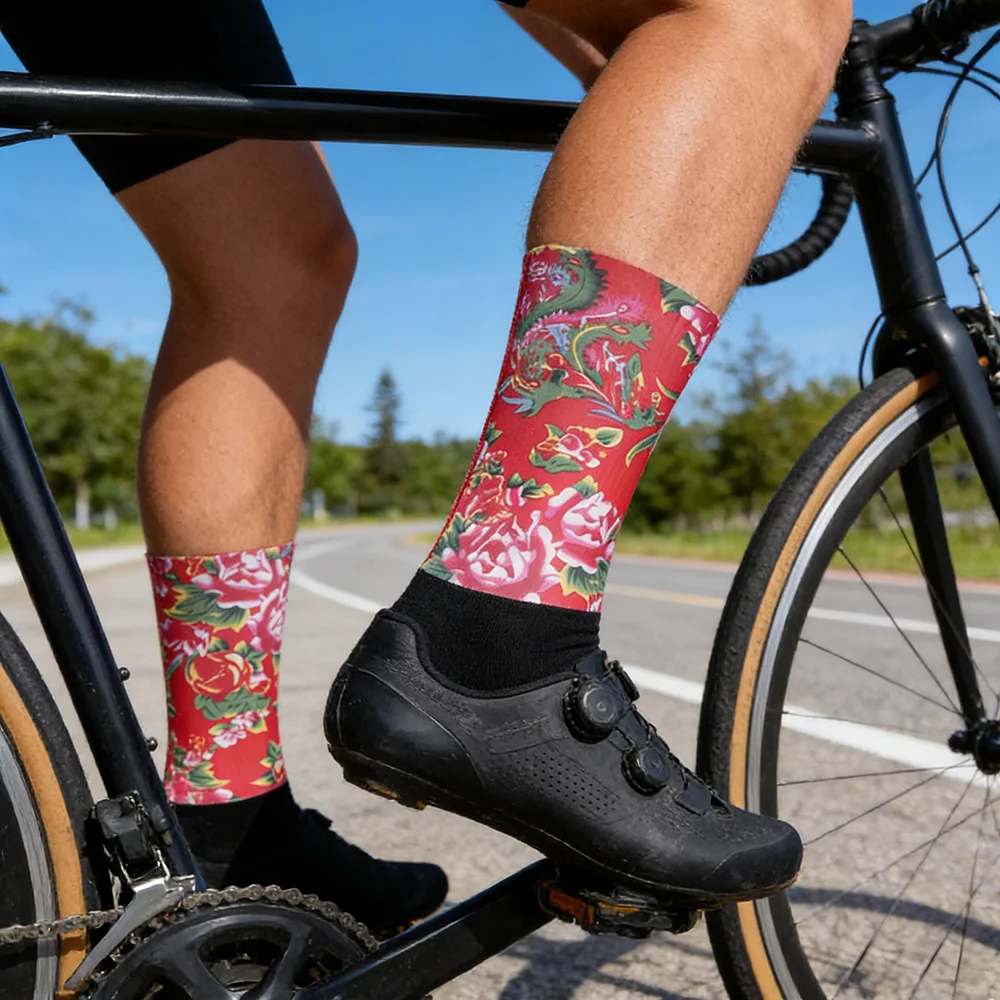 

Men's Cycling Whiteline Slip Summer Anti-Silicone Aero Socks Sport Running Bike Socks Breathable Lightweight for Bicycle