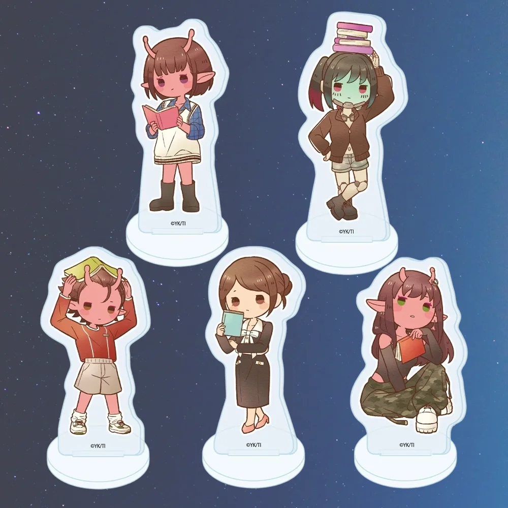Milky☆Subway: The Galactic Limited Express 10cm Acrylic Stand Keychain Chiharu and Makina Cute Desk Decor Gift for Anime Fans