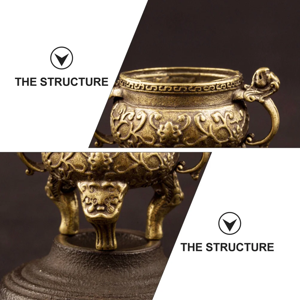 

1Pcs Brass Incense Burner Adornment Pattern Small Censer for Indoor Decorative Home Ornament