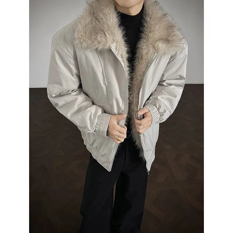 

Мужское хлопковое пальто Thiened American Street Sle Jaet с воротником-стойкой, зимнее теплое свободное пальто, длинное свековое пальто на молнии...