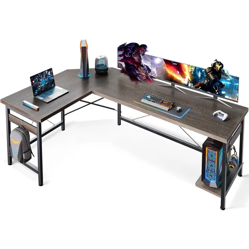 

66" L Shaped Gaming Desk, Corner Computer Desk, Sturdy Home Office Computer Table, Writing Desk, Larger