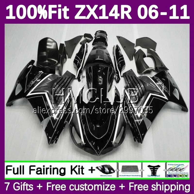 OEM Fairing For KAWASAKI NINJA ZX 14R ZZR1400 ZX-14R 120No.12 grey black ZX14R 06 07 08 09 10 11 2006 2007 2008 2009 2010 2011