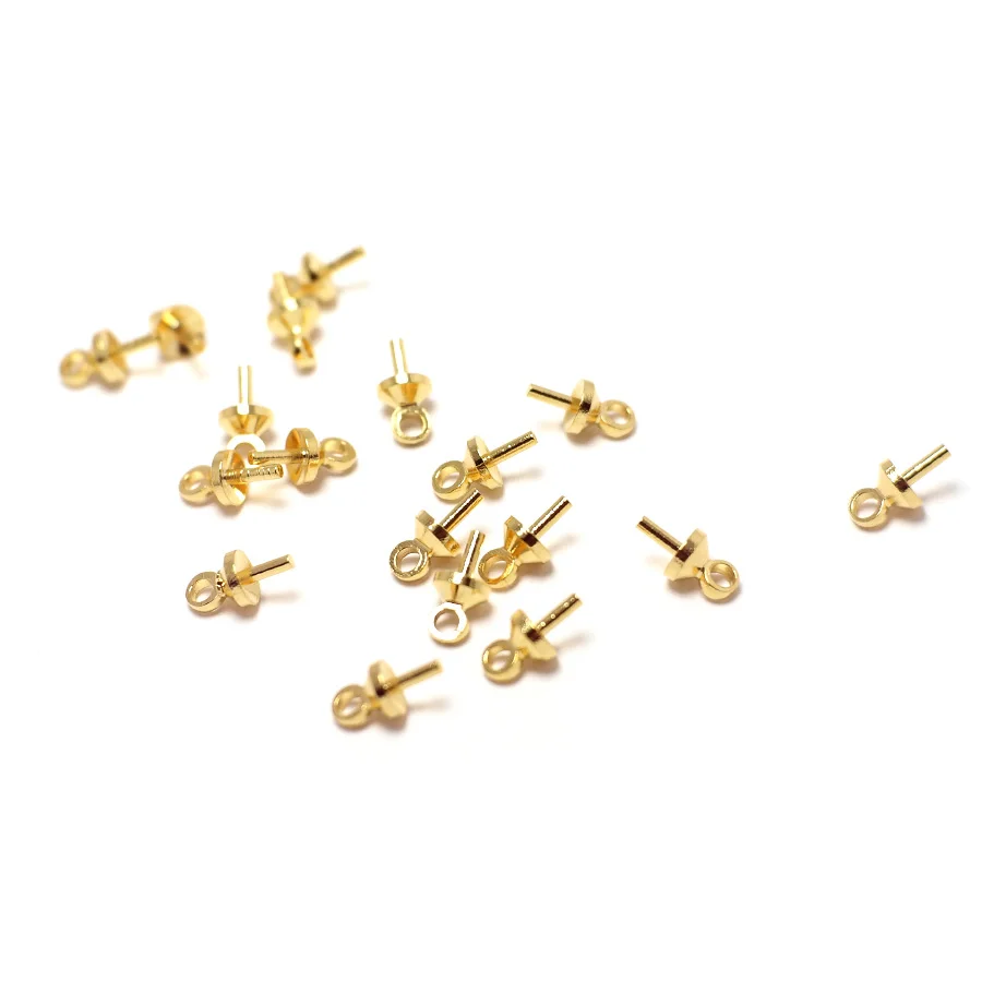 30pcs Eye Pins,Gold Color Plated Brass Clasp Pendant 7.4mm Length,Diameter 4mm Earring Connector