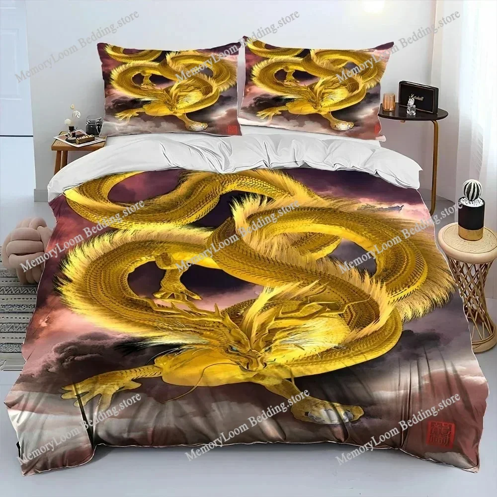 

Dragon Cartoon Comforter Bedding Set Duvet Cover Bed Set Quilt Cover Pillowcase King Queen Size Bedding Set for Adult Child