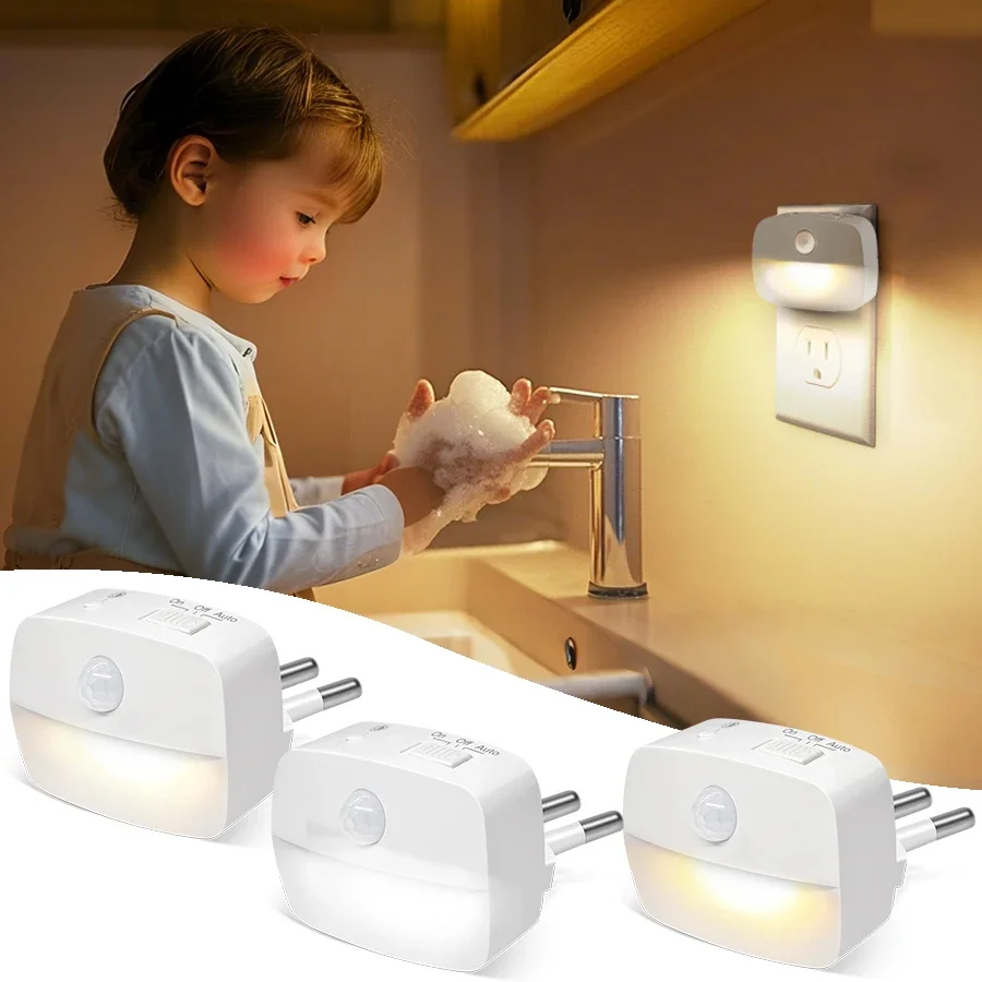 

Plug in Night Light with Motion Sensor and Dusk to Dawn Sensor Mini LED Nightlight Adjustable Brightness for Bathroom Hallway