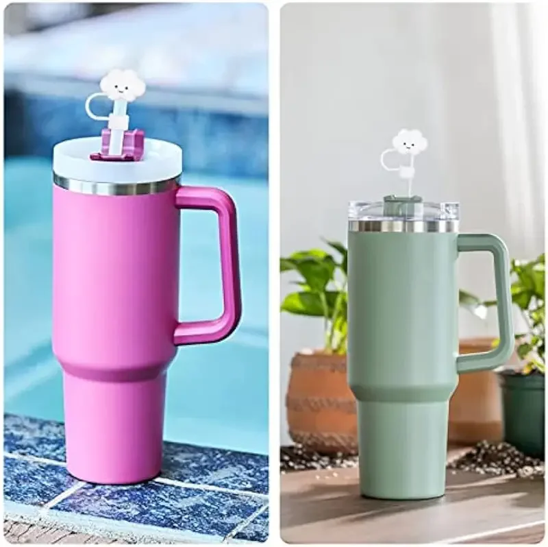 1pcs Cloud Shape Straw Reusable Cartoon Silicone Straw Tips Drinking Dust Caps Splash Proof Plugs Cover Creative Cup Accessories