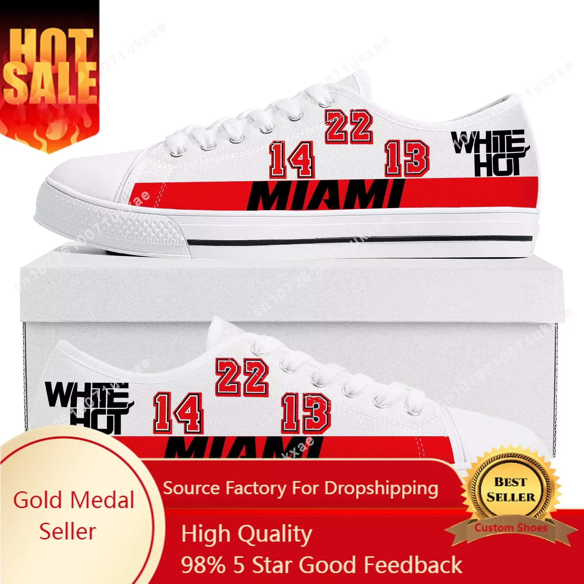 

Miami Number 22 14 13 White Hot Low Top Sneakers Mens Womens Teenager Canvas Sneaker Casual Custom Made Shoes Customize Shoe