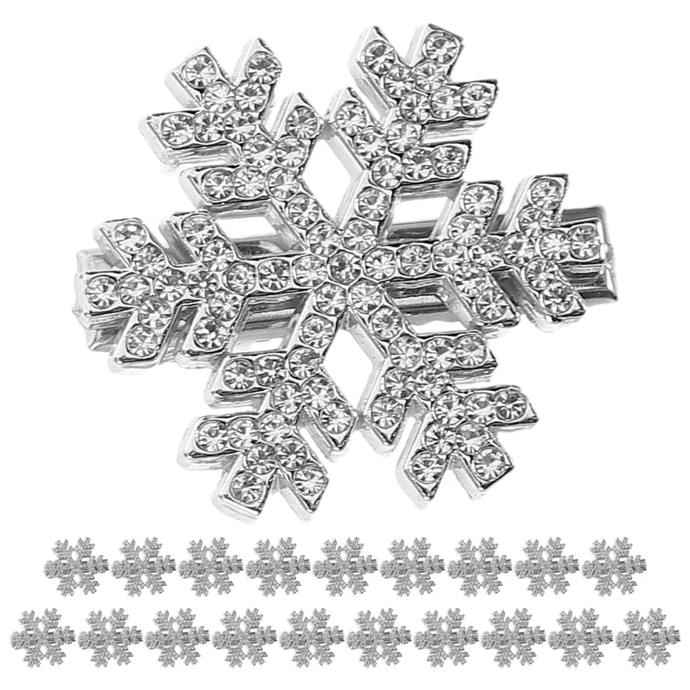 

20Pcs Snowflake Rhinestone Hair Clip Sparkling Metal Christmas Party Barrettes Winter Holiday Hair Accessories Women